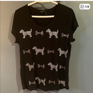Tricotta Black T-Shirt with Silver Dog and Bone Design
